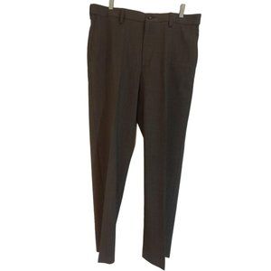 Savane Slacks Dress Pants Men's 34X30 Brown Flat Front Belt Loops Zipper Button